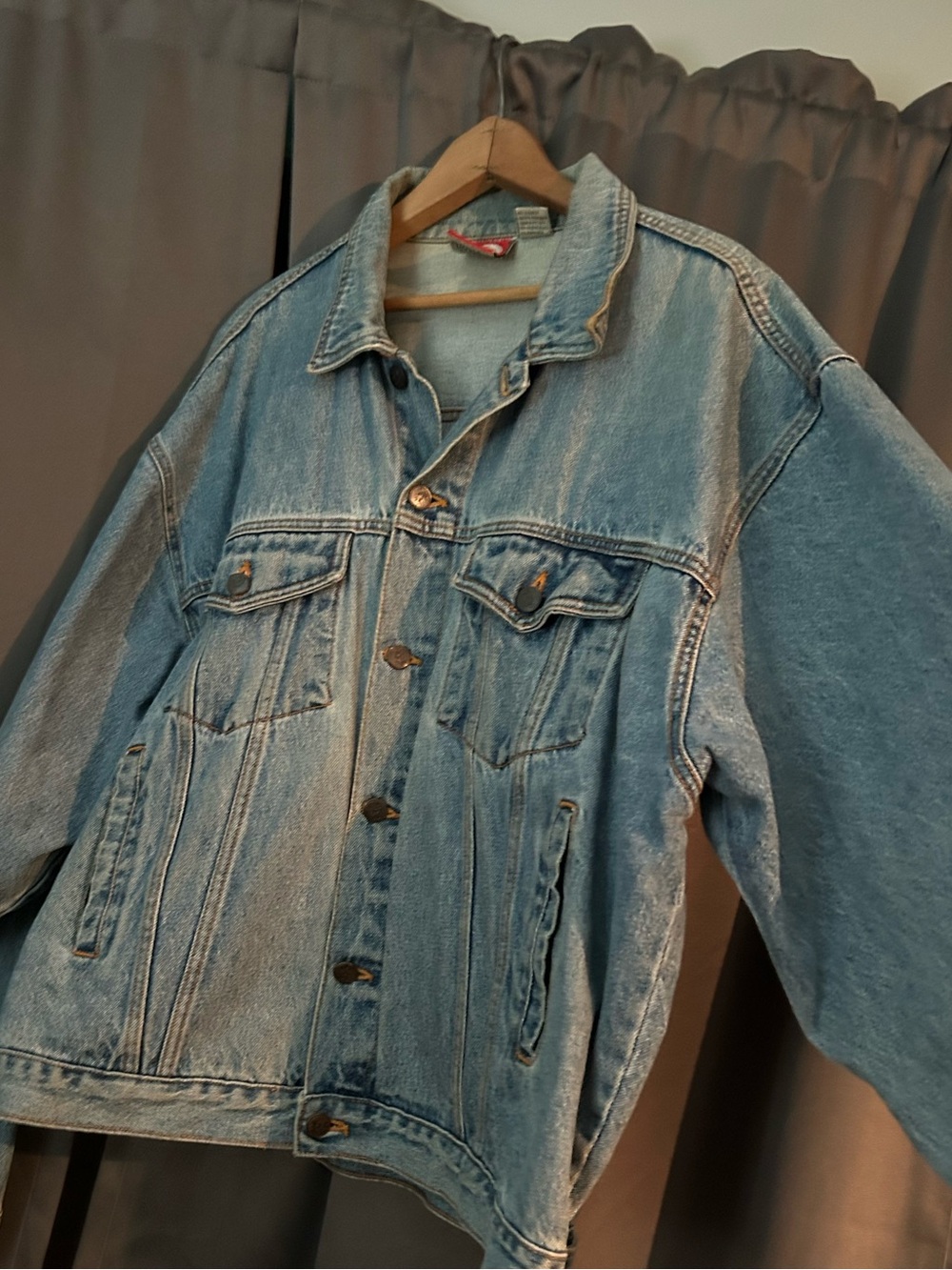 Disney Denim Jean Jacket with Mickey Mouse Patch - Blue, Red, Yellow, Black - Picture 2 of 6